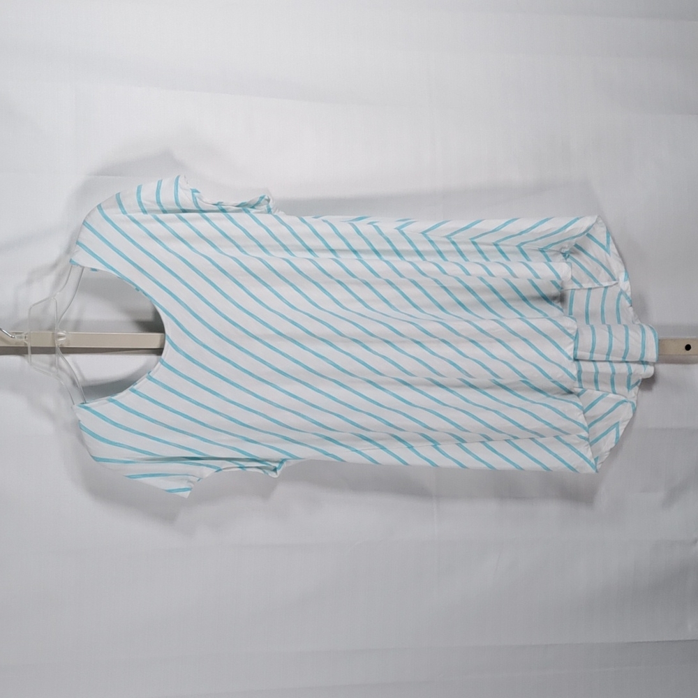2/$10 05180 Chico's white & aqua striped high low shirt 0 S